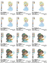 Princess Embroidery Designs Pack: Bella, Snow White, Cinderella, Jasmine & Tiana - FineryEmbroidery